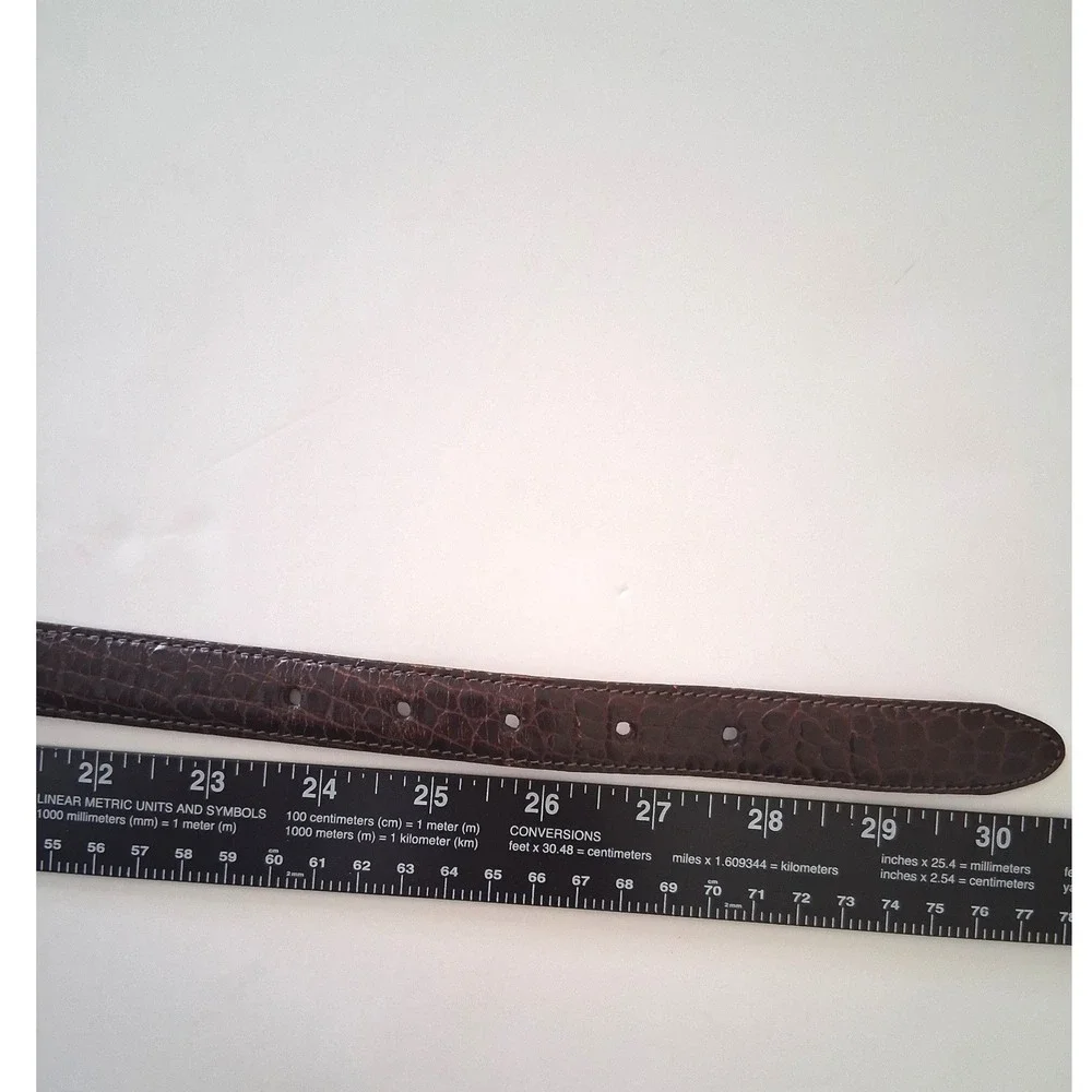 Brighton Belt Womens Sm Brown Croco Leather Mixed Metal Western Boho 44209